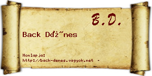 Back Dénes névjegykártya
